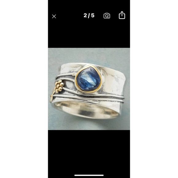 COPY - Blue Sapphire Ring Handcrafted Boho Sundance Yellowstone Tv. Sz7 great … - Picture 2 of 5